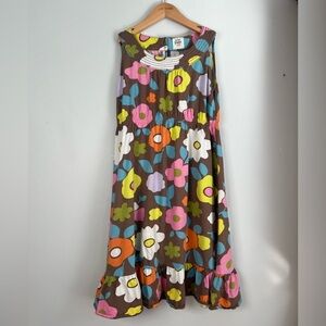 Mini Boden Dress Floral AOP Brown & Colourful 9-10 Y Girls